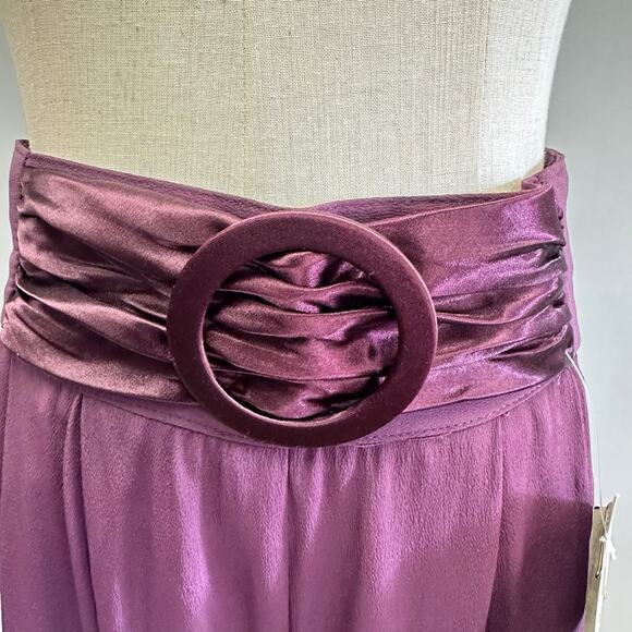 Cache purple high waist wide leg palazzo cumberbund pants Size 12 Deadstock NWT - Picture 8 of 15